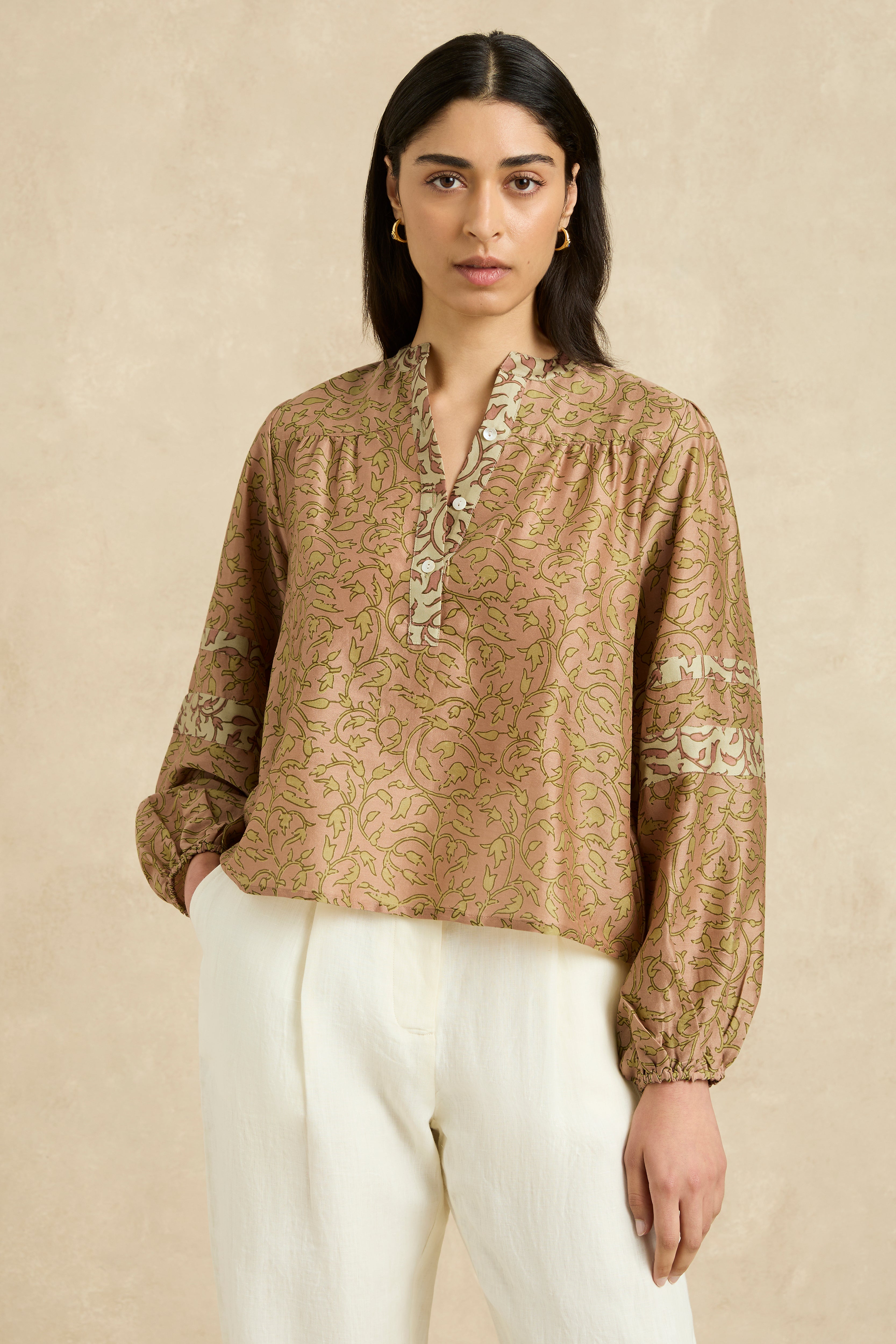Quinn Blouse - Midnight Vine Khaki
