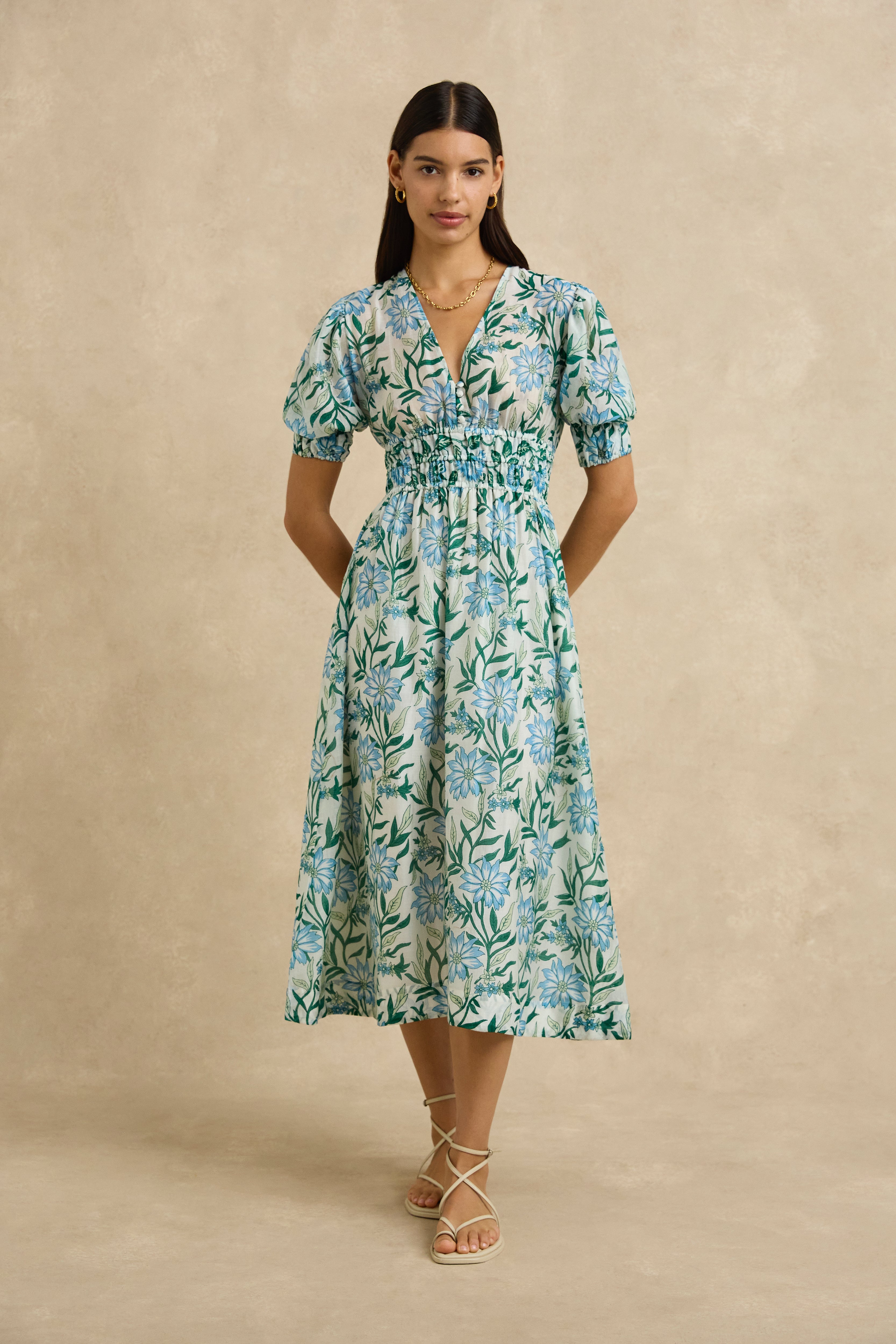Salena Dress - Spring Daisy Light Blue