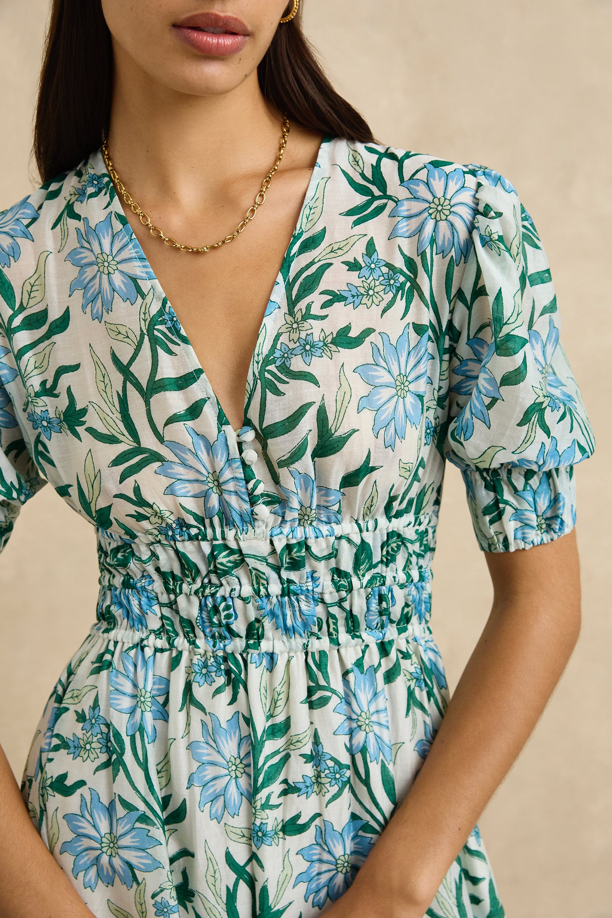 Salena Dress - Spring Daisy Light Blue