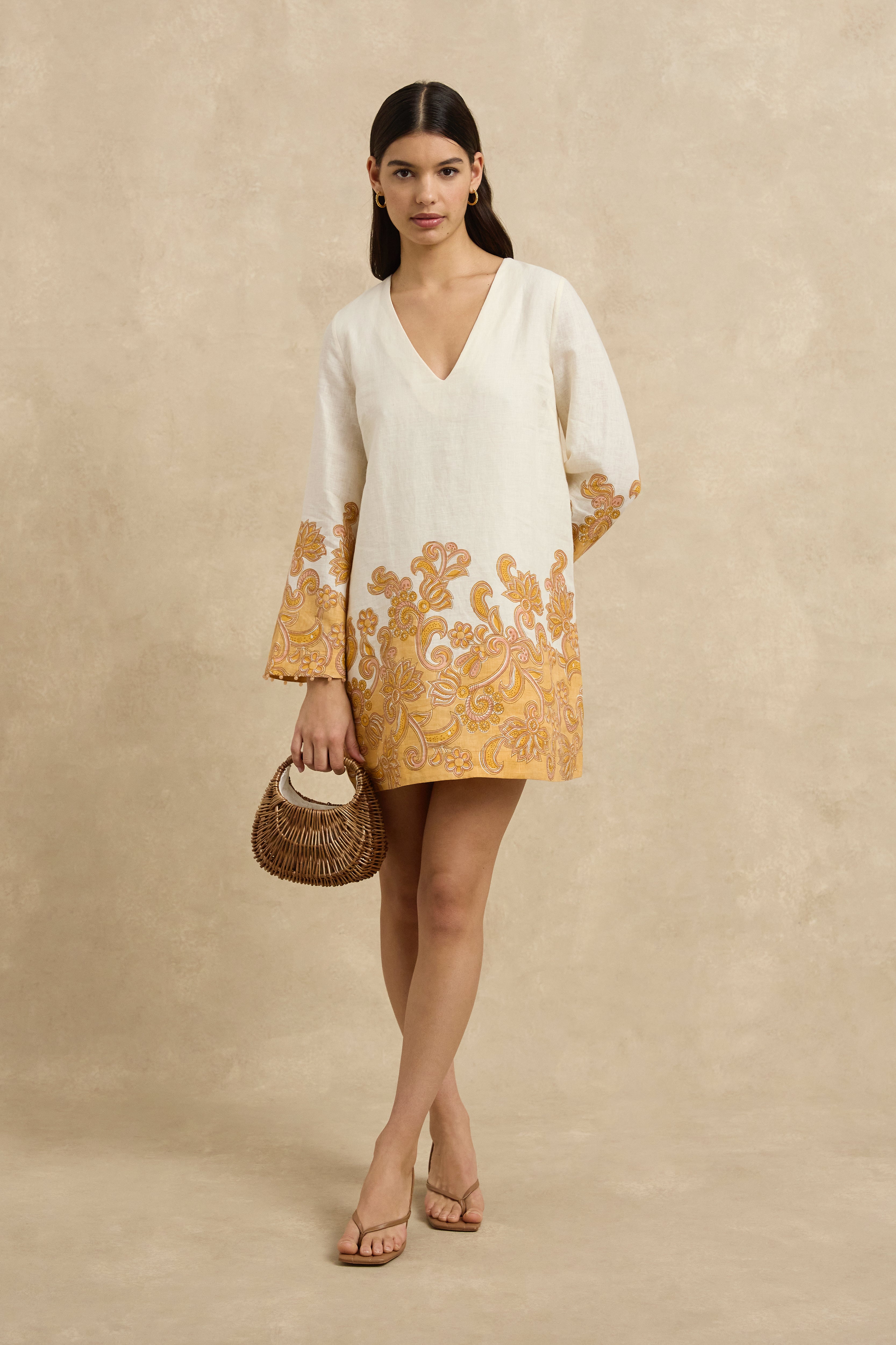 Tavi Dress - Brocade Apricot