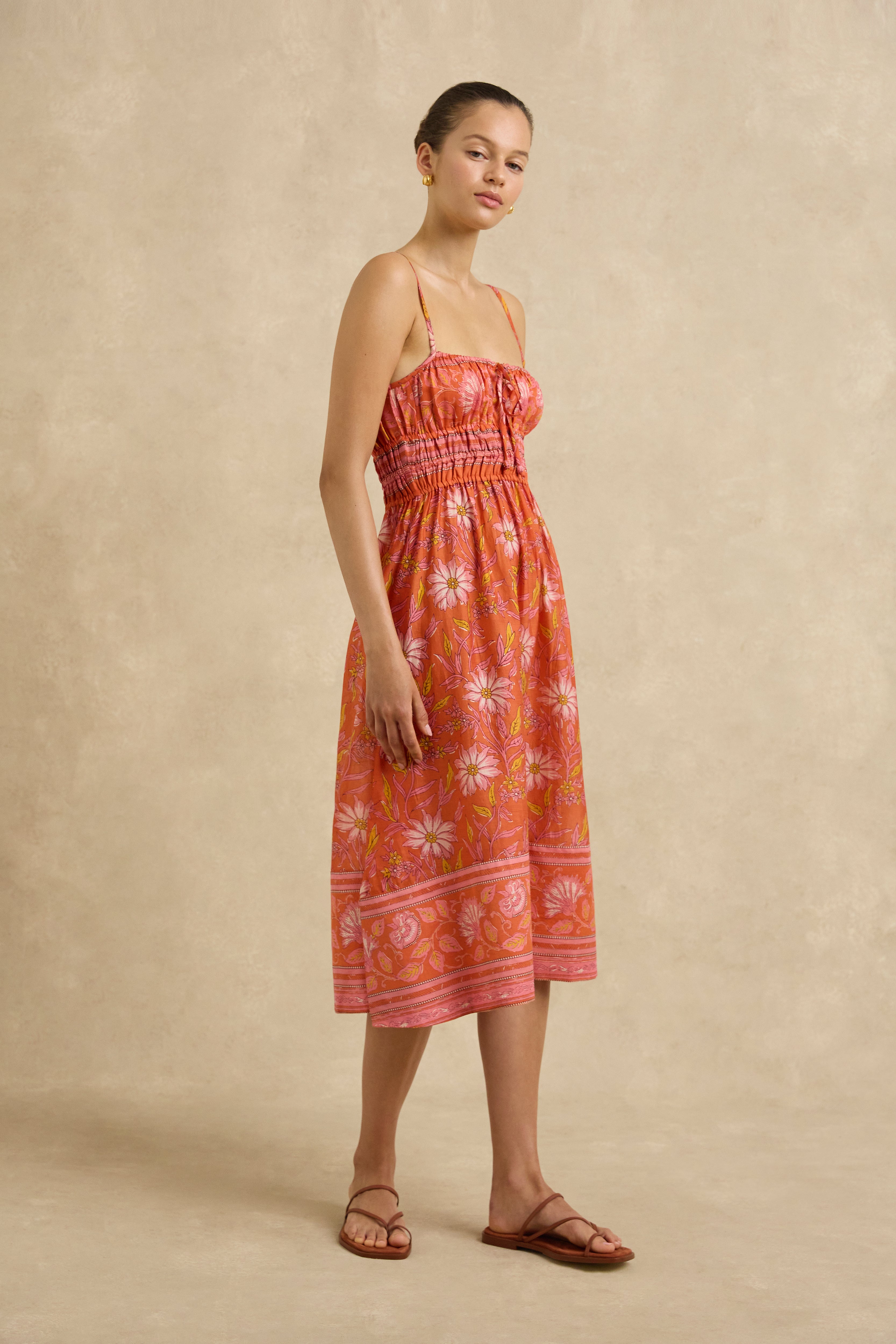 Yolanda Dress - Spring Daisy Crimson